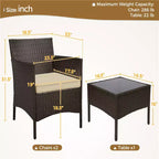 Yaheetech Wicker Rattan Coffee Table and Two Chairs Patio Conversation Set