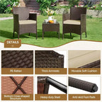 Yaheetech Wicker Rattan Coffee Table and Two Chairs Patio Conversation Set