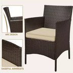 Yaheetech Wicker Rattan Coffee Table and Two Chairs Patio Conversation Set