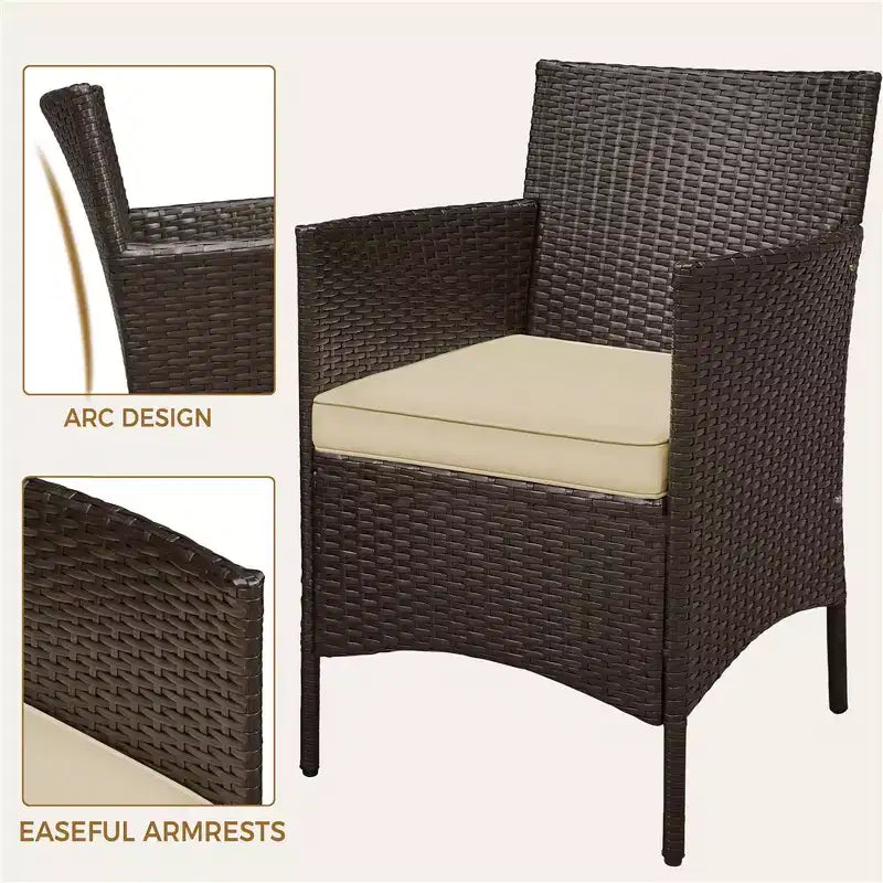 Yaheetech Wicker Rattan Coffee Table and Two Chairs Patio Conversation Set