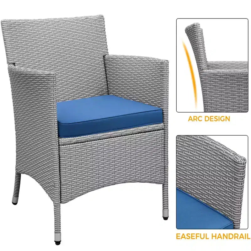 Yaheetech Wicker Rattan Coffee Table and Two Chairs Patio Conversation Set