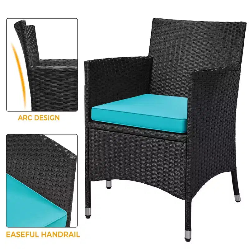 Yaheetech Wicker Rattan Coffee Table and Two Chairs Patio Conversation Set