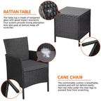 Yaheetech Wicker Rattan Coffee Table and Two Chairs Patio Conversation Set
