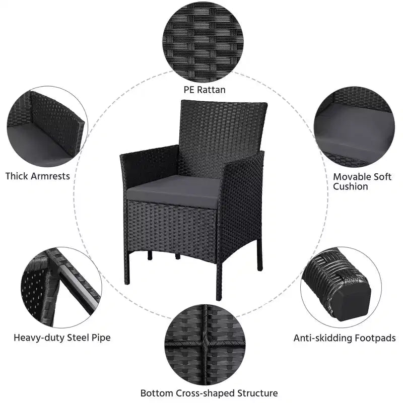 Yaheetech Wicker Rattan Coffee Table and Two Chairs Patio Conversation Set