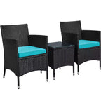 Yaheetech Wicker Rattan Coffee Table and Two Chairs Patio Conversation Set
