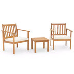 Costway Ensemble mobilier de patio 3 pièces en bois d'acacia avec chaises et table basse avec coussins souples Gris/Blanc