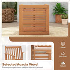 Costway Ensemble mobilier de patio 3 pièces en bois d'acacia avec chaises et table basse avec coussins souples Gris/Blanc