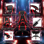 Chaise de jeu e-sport réglable Costway avec appuie-tête rembourré, support lombaire bleu/noir/gris/rouge