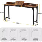 Lantine Queen Size Overbed Table, Over Bed Desk with Adjustable Tilt Stand, Mobile Laptop Cart Computer Desk for Home and Hospital