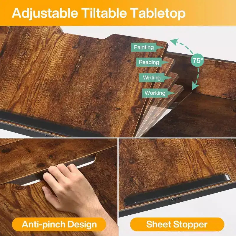 Lantine Queen Size Overbed Table, Over Bed Desk with Adjustable Tilt Stand, Mobile Laptop Cart Computer Desk for Home and Hospital