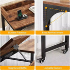 Lantine Queen Size Overbed Table, Over Bed Desk with Adjustable Tilt Stand, Mobile Laptop Cart Computer Desk for Home and Hospital
