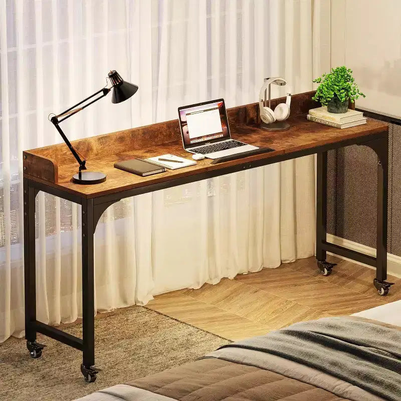 Lantine Queen Size Overbed Table, Over Bed Desk with Adjustable Tilt Stand, Mobile Laptop Cart Computer Desk for Home and Hospital