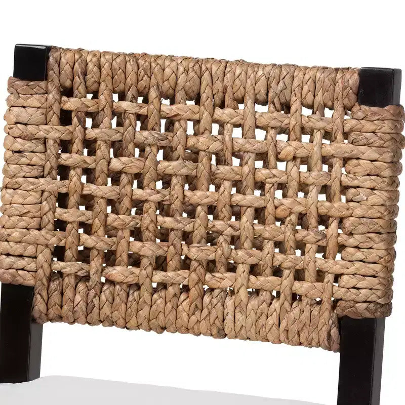 Chaise de salle à manger Alise Modern Bohemian bali & pari en bois d'acajou brun foncé et jonc de mer
