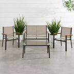 Ensemble de conversation d'extérieur 4 pièces en textilène pour terrasse avec causeuse et table Best Choice Products