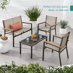Ensemble de conversation d'extérieur 4 pièces en textilène pour terrasse avec causeuse et table Best Choice Products