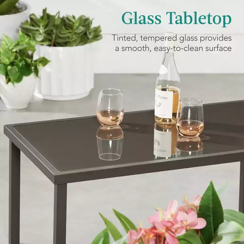Ensemble de conversation d'extérieur 4 pièces en textilène pour terrasse avec causeuse et table Best Choice Products