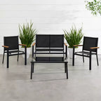 Ensemble de conversation d'extérieur 4 pièces en textilène pour terrasse avec causeuse et table Best Choice Products
