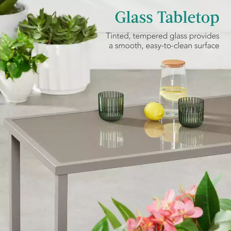 Ensemble de conversation d'extérieur 4 pièces en textilène pour terrasse avec causeuse et table Best Choice Products