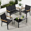 Ensemble de conversation d'extérieur 4 pièces en textilène pour terrasse avec causeuse et table Best Choice Products