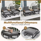 Costway Ensemble de Meubles de Jardin 5 Pièces avec Coussins Moelleux Design Compact Cadre en Aluminium