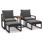 Costway Ensemble de Meubles de Jardin 5 Pièces avec Coussins Moelleux Design Compact Cadre en Aluminium