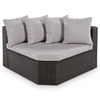 7-Piece Outdoor Patio Wicker Conversation Sofa Set With Colorful Pillows and 1 Glass Table For Garden/Deck, Brown Wicker+Gray Cushion 4W - ModernLuxe