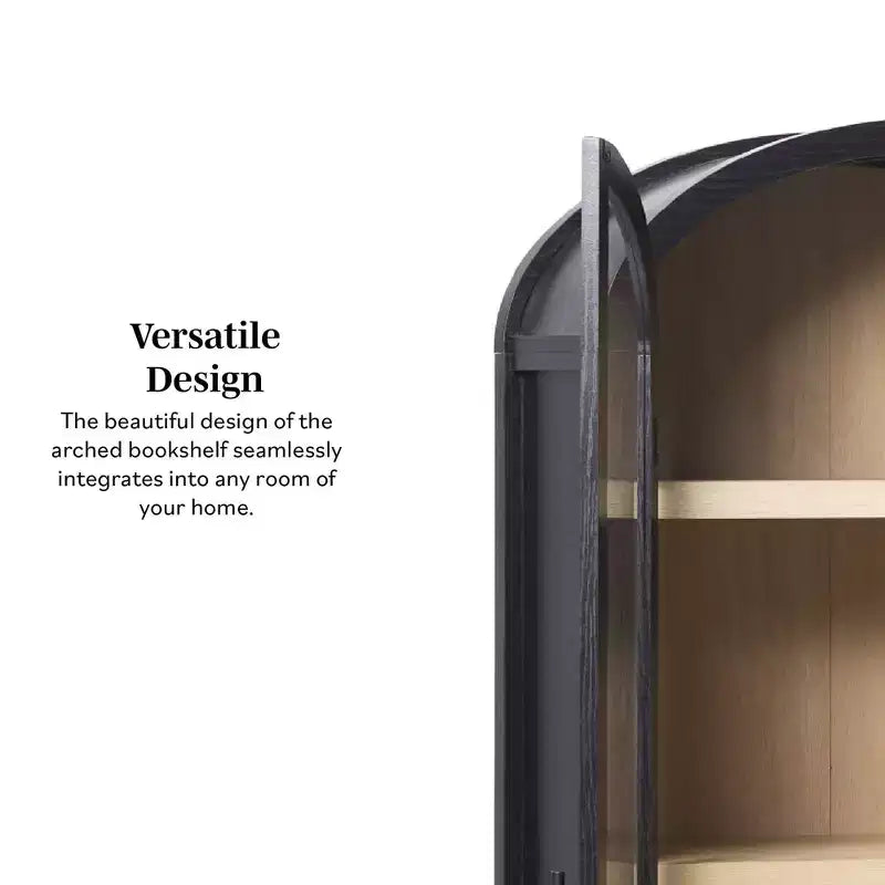 Bibliothèque-vitrine arquée Saracina Home à 5 étagères de 76 po