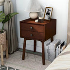 Table de chevet compacte à 2 tiroirs en bois style moderne du milieu du siècle DH BASIC par Denhour