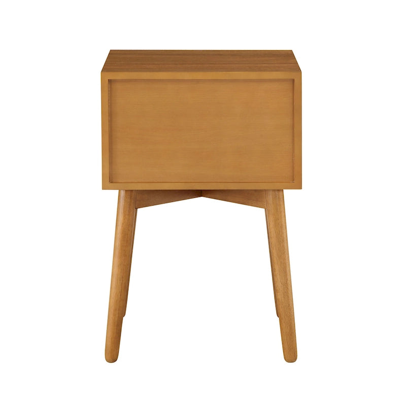 Table de chevet compacte à 2 tiroirs en bois style moderne du milieu du siècle DH BASIC par Denhour