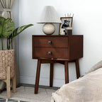 Table de chevet compacte à 2 tiroirs en bois style moderne du milieu du siècle DH BASIC par Denhour