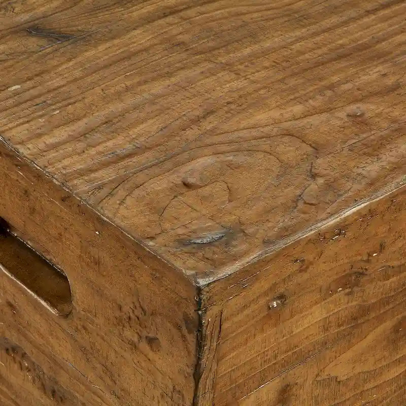 Hagen Rustic Square Wood Crate Side Table