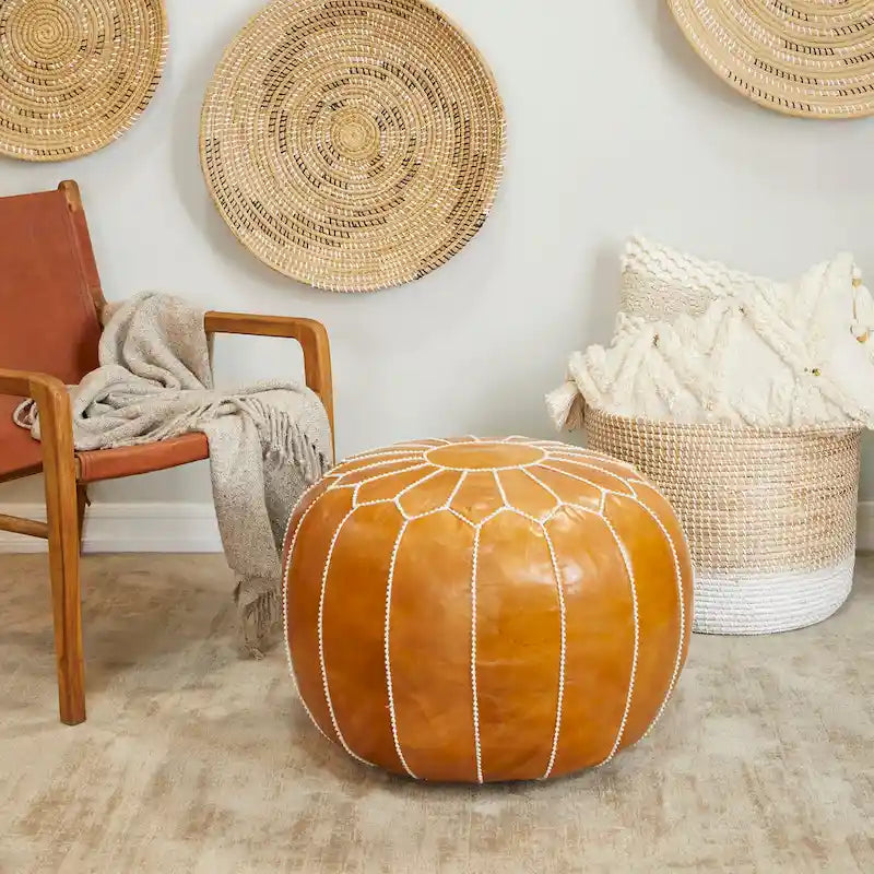 Leather Bohemian Pouf