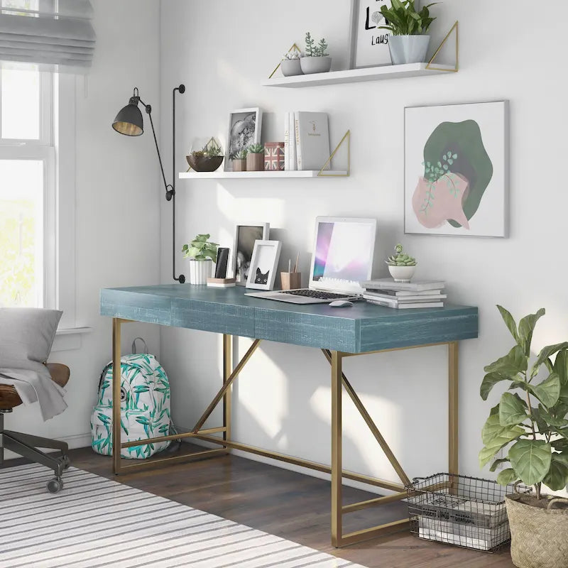 Vaiz Modern 60-inch Metal 3-Drawer Computer Desk with Drawers by Furniture of America
