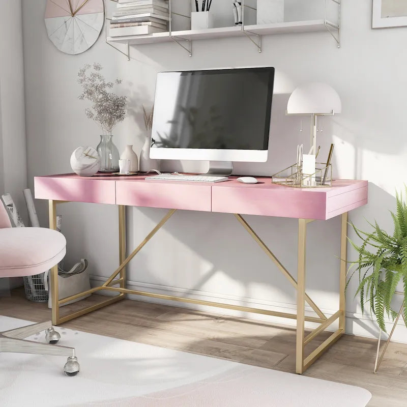 Vaiz Modern 60-inch Metal 3-Drawer Computer Desk with Drawers by Furniture of America