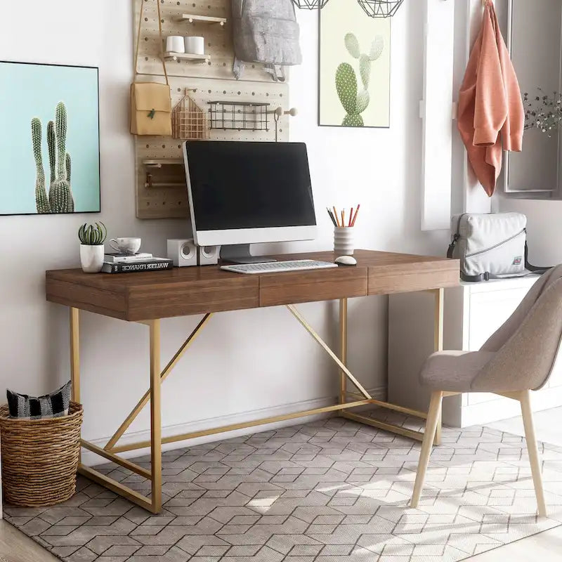 Vaiz Modern 60-inch Metal 3-Drawer Computer Desk with Drawers by Furniture of America