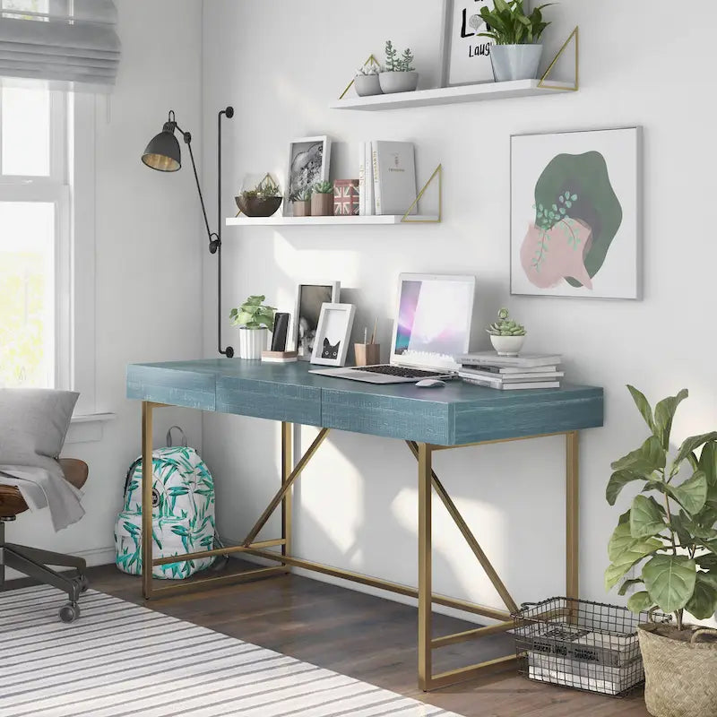 Vaiz Modern 60-inch Metal 3-Drawer Computer Desk with Drawers by Furniture of America
