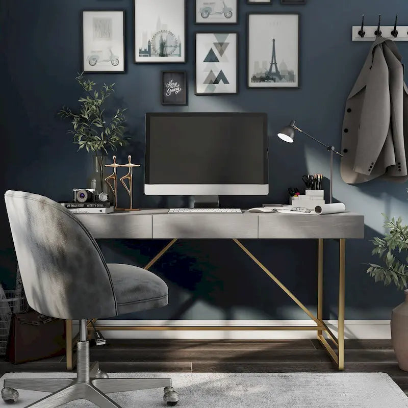 Vaiz Modern 60-inch Metal 3-Drawer Computer Desk with Drawers by Furniture of America