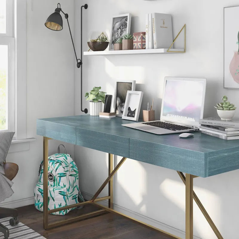 Vaiz Modern 60-inch Metal 3-Drawer Computer Desk with Drawers by Furniture of America