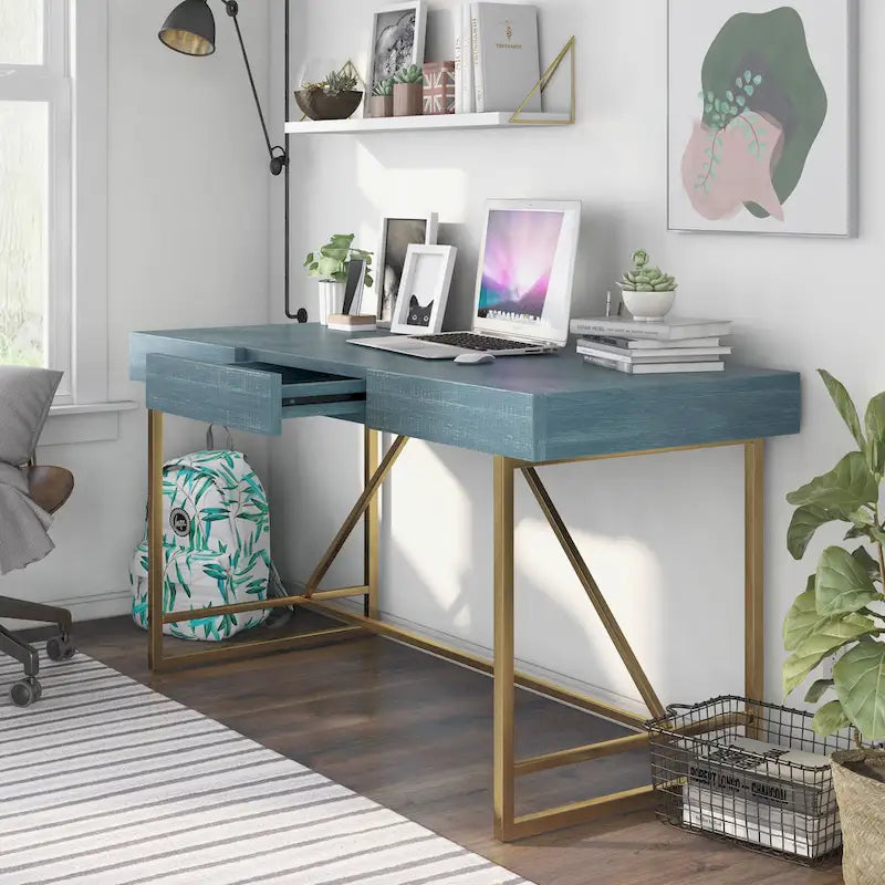 Vaiz Modern 60-inch Metal 3-Drawer Computer Desk with Drawers by Furniture of America