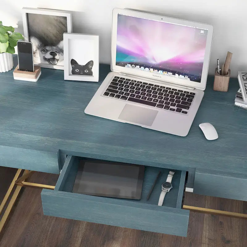 Vaiz Modern 60-inch Metal 3-Drawer Computer Desk with Drawers by Furniture of America