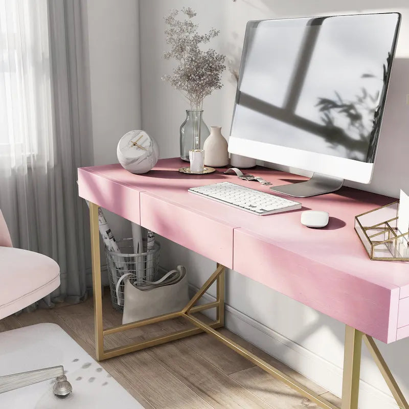 Vaiz Modern 60-inch Metal 3-Drawer Computer Desk with Drawers by Furniture of America