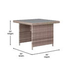 Flash Furniture Huck Indoor/Outdoor Wicker Rattan Conversation Set, L-Shaped Sofa with Dining Table, Weather Resistant Cushions