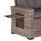 Flash Furniture Huck Indoor/Outdoor Wicker Rattan Conversation Set, L-Shaped Sofa with Dining Table, Weather Resistant Cushions