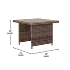 Flash Furniture Huck Indoor/Outdoor Wicker Rattan Conversation Set, L-Shaped Sofa with Dining Table, Weather Resistant Cushions