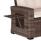 Flash Furniture Huck Indoor/Outdoor Wicker Rattan Conversation Set, L-Shaped Sofa with Dining Table, Weather Resistant Cushions