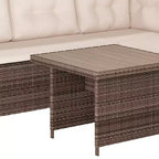 Flash Furniture Huck Indoor/Outdoor Wicker Rattan Conversation Set, L-Shaped Sofa with Dining Table, Weather Resistant Cushions