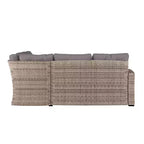 Flash Furniture Huck Indoor/Outdoor Wicker Rattan Conversation Set, L-Shaped Sofa with Dining Table, Weather Resistant Cushions