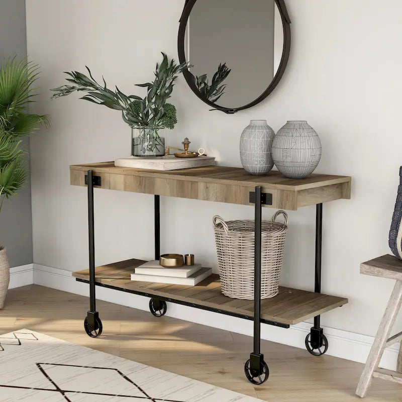Hyssop Farmhouse 47-inch Metal 1-Shelf Console Table by Furniture of America