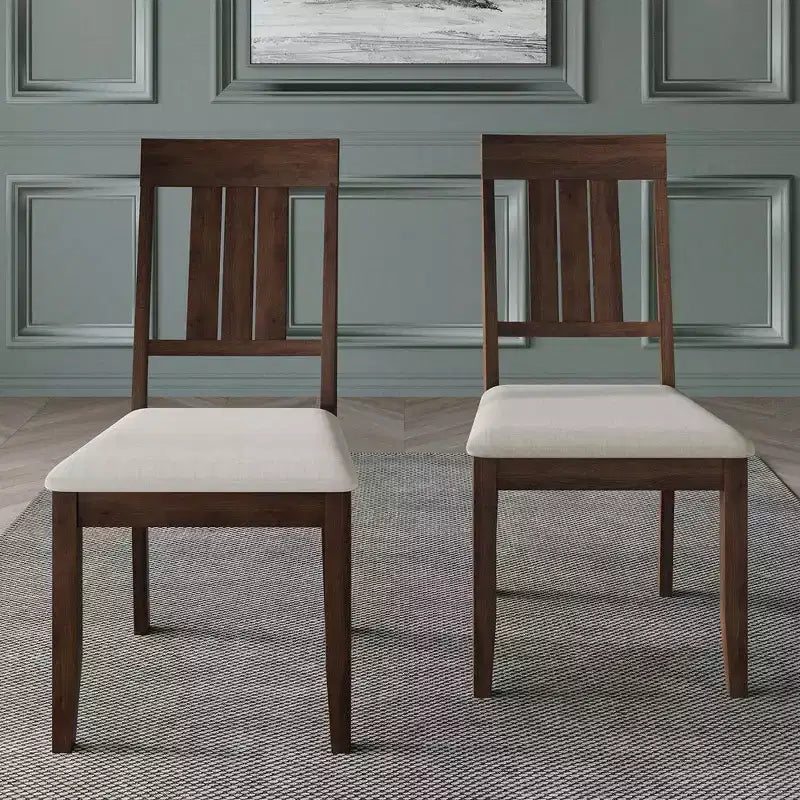 Chaise de salle à manger en bois ChaletPosh avec housse gris chaud (Lot de 2)