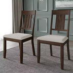 Chaise de salle à manger en bois ChaletPosh avec housse gris chaud (Lot de 2)